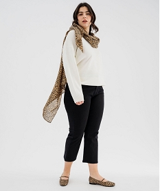 pantacourt droit en denim stretch femme grande taille noir vif pantacourt en jeanG446001_4
