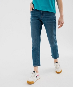 GEMO Pantacourt en jean stretch coupe slim femme Bleu
