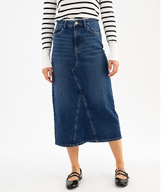 GEMO Jupe en jean midi femme bleu standard