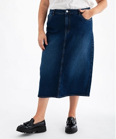 GEMO Jupe en jean longue en denim stretch femme grande taille bleu standard