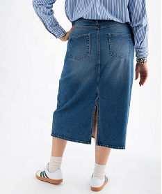 GEMO Jupe en jean longue en denim stretch femme grande taille Bleu