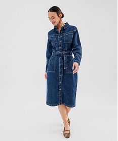 robe en denim a manches longues femme bleuG447401_2