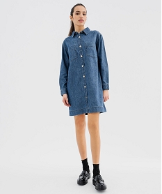 robe chemise en toile denim femme bleuG447501_4