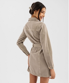 robe chemise en jean a manches longues femme - lulucastagnette kaki standardG447601_3