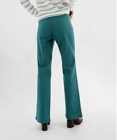 pantalon flare taille haute en coton extensible femme vert standard pantalonsG448101_3