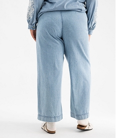 jean wide leg en denim de coton fin avec ceinture a nouer femme grande taille bleu chine pantalonsG448201_3