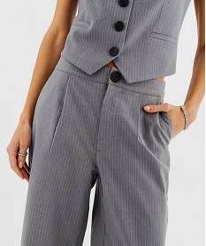 pantalon large a taille haute et fines rayures brillantes femme gris standard pantalonsG448501_2