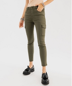 jean cargo slim en coton stretch femme kaki standard pantalonsG448801_4
