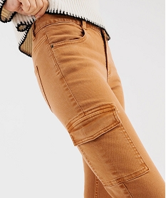 jean cargo slim en coton stretch femme marron vif pantalonsG448901_2