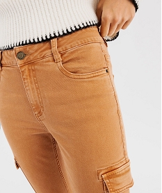 jean cargo slim en coton stretch femme marron vif pantalonsG448901_4