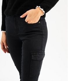 jean cargo slim en coton stretch femme noirG449001_2