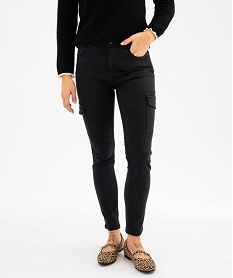 jean cargo slim en coton stretch femme noirG449001_4