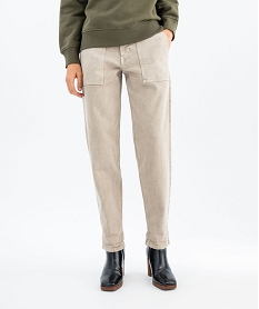 jean mom avec poches plaquees femme - lulucastagnette beige pantalonsG449301_2