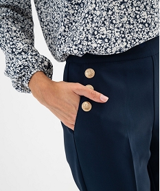 pantalon avec boutons sur les hanches femme bleu pantalonsG449401_2