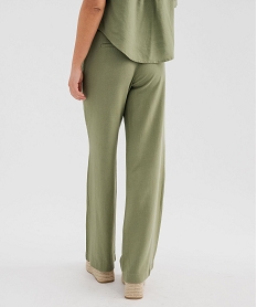 pantalon large en viscose et lin femme vert standard pantalonsG450401_3