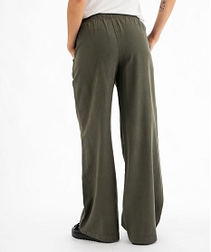 pantalon large en maille fluide avec ceinture elastique femme kaki standard pantalonsG450601_3
