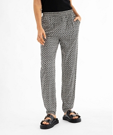 pantalon fluide imprime femme noir pantalonsG451001_4