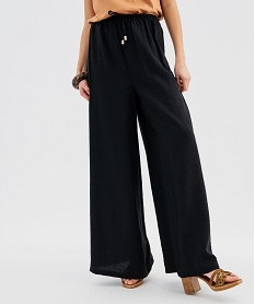 pantalon fluide coupe large avec ceinture elastique femme noir standard pantalonsG451201_4