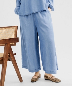 GEMO Pantacourt large en Lyocell femme grande taille bleu standard