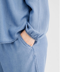 pantacourt large en lyocell femme grande taille bleu standard pantalonsG451501_2