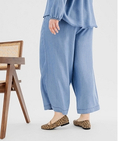 pantacourt large en lyocell femme grande taille bleu standard pantalonsG451501_3