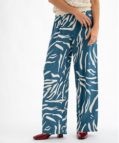 pantalon fluide imprime coupe large femme bleu pantalonsG451601_2
