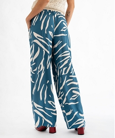 pantalon fluide imprime coupe large femme bleu pantalonsG451601_3