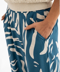 pantalon fluide imprime coupe large femme bleu pantalonsG451601_4