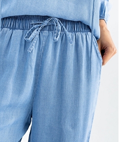 pantalon large en lyocell avec ceinture elastique femme bleu standard pantalonsG451801_2