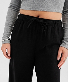 pantalon ample en viscose et lin femme noir standard pantalonsG452101_2