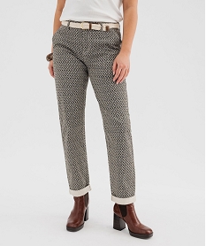 pantalon carotte imprime en coton stretch femme noir standard pantalonsG452601_4
