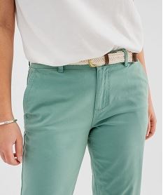 pantalon carotte en coton stretch femme vert standard pantalonsG452701_2