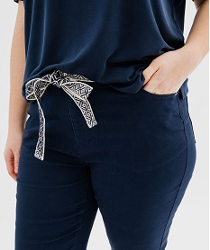 pantacourt slim taille haute en coton stretch avec ceinture a nouer femme grande taille bleu pantacourtsG452801_2