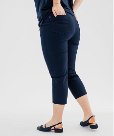 pantacourt slim taille haute en coton stretch avec ceinture a nouer femme grande taille bleu pantacourtsG452801_3