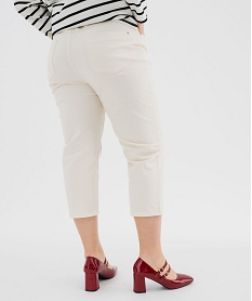 pantacourt slim taille haute en coton stretch avec ceinture a nouer femme grande taille blanc chine pantacourtsG452901_3