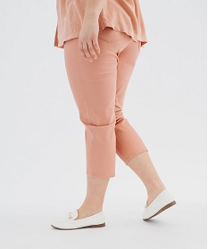 pantacourt slim taille haute en coton stretch avec ceinture a nouer femme grande taille rose pantacourtsG453001_3