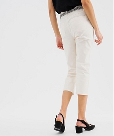 pantacourt slim taille haute en coton stretch avec ceinture a nouer femme blanc chine pantacourtsG453101_3
