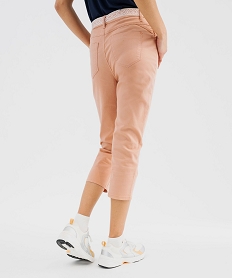 pantacourt slim taille haute en coton stretch avec ceinture a nouer femme rose standard pantacourtsG453301_3