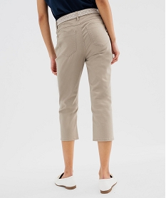 pantacourt slim taille haute en coton stretch avec ceinture a nouer femme kaki standard pantacourtsG453401_3