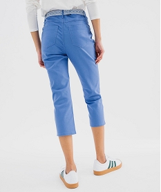 pantacourt slim taille haute en coton stretch avec ceinture a nouer femme bleu standard pantacourtsG453501_3
