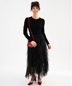 GEMO Jupe longue en tulle avec ceinture élastique femme noir standard