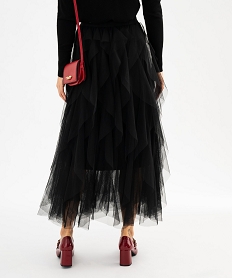 jupe longue en tulle avec ceinture elastique femme noir standardG454001_3