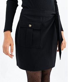 jupe courte portefeuille a poche femme noir standardG454101_2