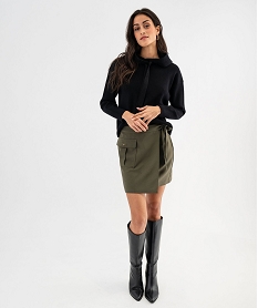 jupe courte portefeuille a poche femme vertG454201_4