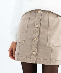 jupe en toile denim avec boutons femme - lulucastagnette beigeG454401_2