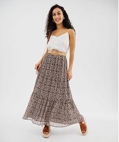 jupe ample imprimee a fronces femme multicoloreG455001_4