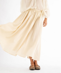 GEMO Jupe longue et ample en viscose froissée femme beige standard
