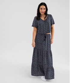 jupe longue a volants en viscose fleurie et legere femme imprimeG455401_4