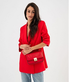 GEMO Veste de tailleur coupe large fermeture croisée femme rouge standard