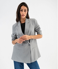 GEMO Veste de tailleur coupe large fermeture croisée femme gris standard